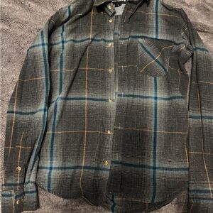 Ocean Current Plaid Button-Down Shirt - Black, Blue, and Brown